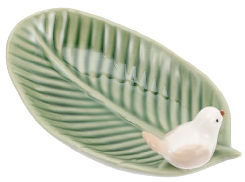 TOPBATHY Ceramic Birds Feeder Bowl Fruit Plate Decorative Jewelry Tray Home Dec