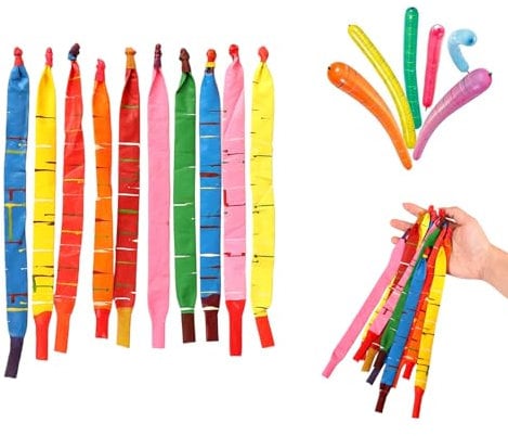 50 Pcs Rocket Balloons with Tubes, Decoration Screaming Balloon, Long Strip Balloon Flying Ball, Magic Flying Whistle Balloons for Party,Birthday,Outdoor