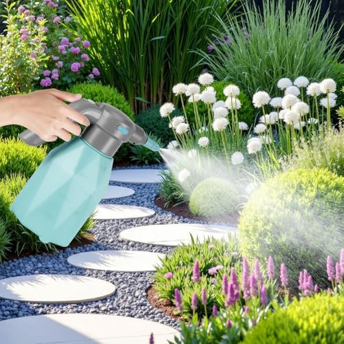 FORNORM Pump Spray Bottle Watering Can, 2 L Electric Water Bottle Garden Sprayer, Adjustable Nozzle for Fine Water Mist, Pressure Spray Bottle with Extended 17 cm Spray Bar