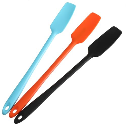 Thinp 3 Stück Silikon Glasspatel,Schmaler Silikon Spatel,Silikon Spatel Klein für Gläser,Hitzebeständiger Küchenschaber mit Lange Griff,Marmelade Spatel,Teigschaber für Kochen Backen Verteilen Rühren