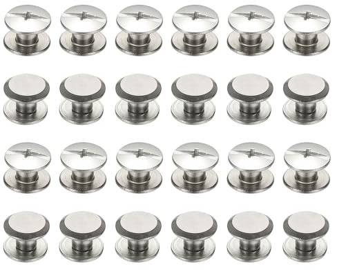 PATIKIL 24 Juegos De Tornillos Chicago, 4x4mm(DxH) Tornillos Chicago Phillips Tornillos De Unión Pernos Remaches De Cuero Acero Inoxidable 304 Para Cinturones, Plateado