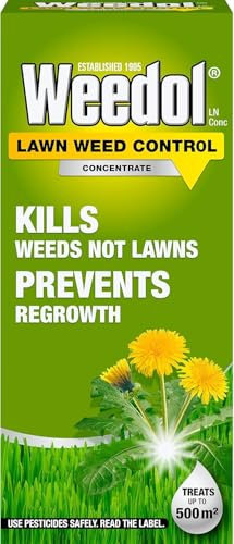 Lawn Weed Control Concentrate 1L – Kills Broadleaf Weeds Not Grass, Treats Up to 667m², Fast-Acting Selective Weedkiller for Lawns