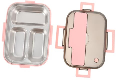 Alipis Bento Infantil Inoxidable Fiambrera Aislada con Compartimentos y Utensilios Escuela