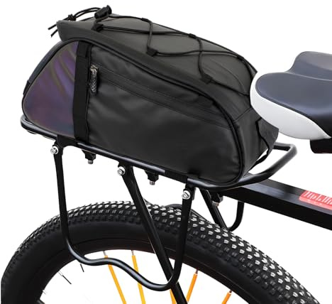 Raoot 3-IN-1 Fahrrad Gepäckträgertasche, 10L Wasserdicht Reflektierend Fahrradtasche Gepäckträger, Fahrradtaschen für Gepäckträger mit Schulterriemen für Radfahren Pendeln Camping (Schwarz)