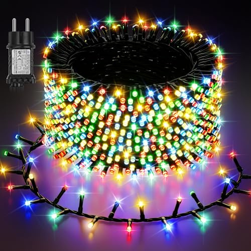 LED Lichterkette Außen 20M 1000 LEDs Lichterkette Weihnachtsbaum Außen Innen mit Stecker Timer, 8 Modi Wasserdicht RGB Cluster Lichterkette Weihnachtsbeleuchtung Aussen für Garten Balkon Hochzeit