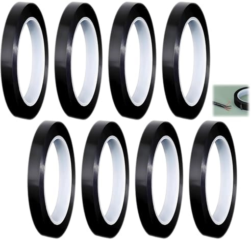 8 Rollen Whiteboard Klebeband, 3MM x 66M Selbstklebend Grafikband Isolierband Schwarz Grafikkunst Klebebands Selbstklebende Folie Klebeband Modellbau Whiteboard Linien für Büro Schule Rasterung