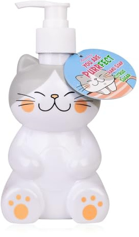 Seifenspender Süsse Katze 300 ml - Flüssigseife im Pumpspender, Duft Erdbeere, Seife für Katzenfreunde, Handseife, Ostergeschenk, Wichtelgeschenk