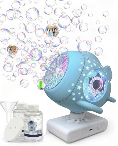 Rechargeable Bubble Machine for Kids | Rechargeable 30000+ Bubbles Maker Blower with 360° Rotating Base & LED Lights, Outdoor Toy for Weddings, Birthday Parties