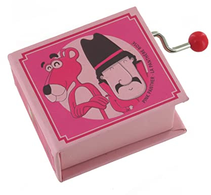 Caja de música/caja musical de manivela de cartón decorado en forma de libro con mecanismo musical de 18 notas - La pantera-rosa - Tema principal (Henri Mancini)