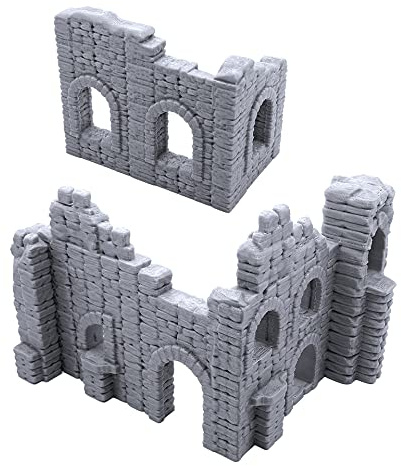 EnderToys Battle Ruined Walls, Terrain Scenery for Tabletop 28mm Miniatures Wargame, 3D Printed and Paintable
