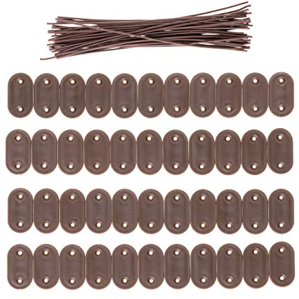 Ventanara® Befestigungsclips PVC Sichtschutzmatten Befestigungsdraht 15cm (44 Stück, Braun)