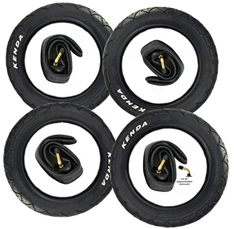 4x 12 Reifen 12.1/2 x1.75 x 2.1/4 = 47-203 + 4x CBK-MS Schlauch mit 45° Winkel Autoventil für Kinderwagen Roller Dreirad Laufrad Fahrrad Anhänger