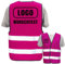 Warnweste selbst gestalten mit eigenem Aufdruck * Bedruckt mit Name Text Bild Logo Firma, Position & Druckart:Rücken + Front/Standard-Druck, Farbe & Größe:Pink/Größe XL/XXL