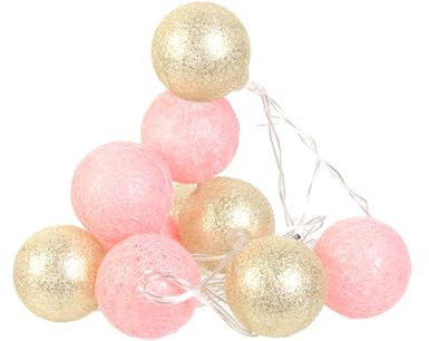 HOME DECO FACTORY Groupe CMP - Guirlande de 10 Boules LED - Couleur Rose, Doré - LA10283