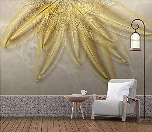 ZZXIAO Goldene Feder Marmorierte Tapete Wandbild Wohnzimmer Schlafzimmer Tapete wandpapier fototapete 3d effekt tapete Wohnzimmer Schlafzimmer Hintergrundbild-250cm×170cm