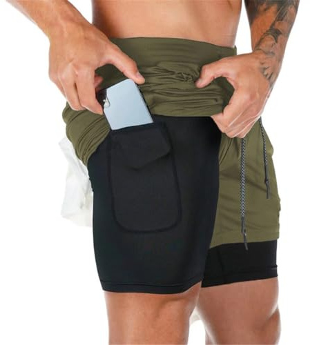 Superora Herren Laufshorts 2 in 1 Workout Sportshorts Mit Eingebaut Taschen | Netzstoff, für Fitness Training Gym Running Shorts Sporthose