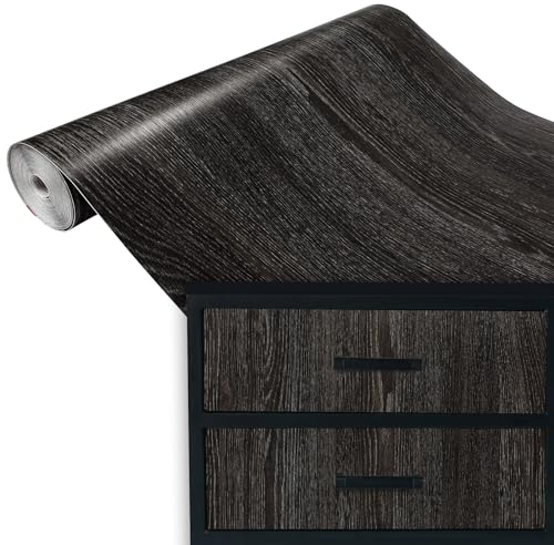 DecoMeister Klebefolien in Holz-Optik Holzfolien Deko-Folien Holzdekor Selbstklebefolie Möbelfolie Selbstklebend Holz Folie für Möbel nach Maß Holz-Maserung 90x100 cm Eiche Sheffield Umbra