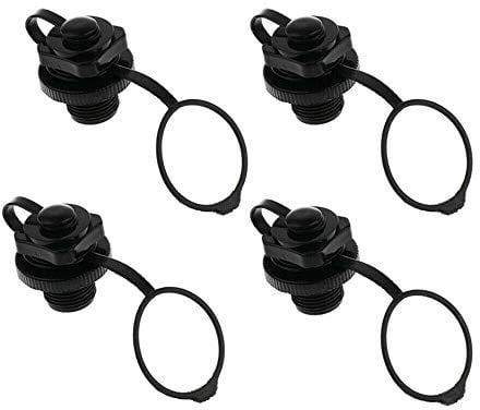FASTROHY 4pcs Air Valve Caps Screw Valve for Inflatable Boat Air Bed Dinghy Kayak Canoe Fishing Boats Raft Airbed, Black