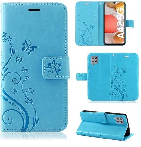 betterfon Hülle Kompatibel mit Samsung Galaxy A42 5G | Klapphülle Schutzhülle mit Kartenfächer Kompatibel für Galaxy A42 5G | Magnetverschluss Klapphülle | Blau