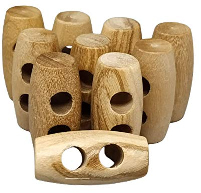 BOTIBOTON - 12 Bottone di legno d'ulivo con forma di Corno o Barile - Varie dimensioni - Legno chiaro - Accessori per il cucito - Prodotto e spedito dalla Spagna (Barile, 20 mm)