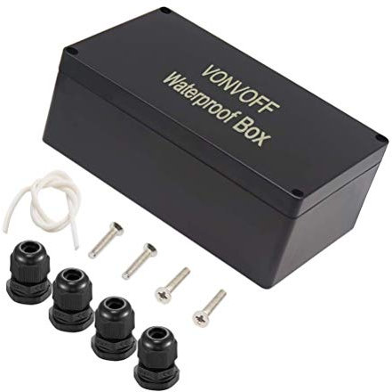 VONVOFF Electrical Box, Universal Junction Box,Dustproof Waterproof IP67 ABS Plastic Box,with 4pcs x M16 Cable Gland,6.2 x 3.5 x 2.4/158 x 90 x 60mm,Black