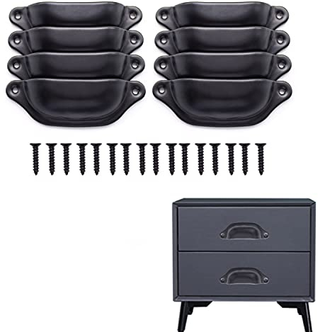 KLEHOPE 8 Piece Black Door Knobs - Black Cupboard Handles with Mounting Screws, Drawer Handles (98 X 32mm), Pulls for Cabinets and Makeup Drawers