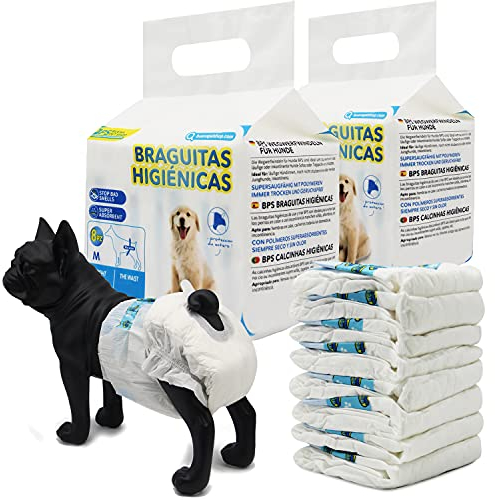 BPS 16 Stück Einweg-Windeln für Hunde, Gesundheit, Haustiere, weiblich, Welpe, super saugfähig, Hygiene-Höschen, 5 Größen wählbar (L) BPS-2184 x 02