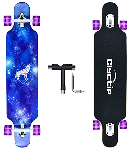 Longboard 41Zoll, mit ABEC-11 Kugellagern,Drop-Through Freeride Skateboards Cruiser…