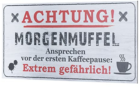levandeo Wandbild 40x20cm Morgenmuffel Spruch Danger Bild Deko Wandschild Wanddeko Langschläfer Geschenkidee