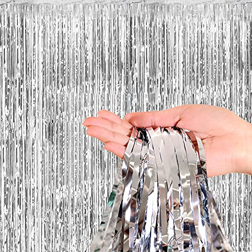 Lametta Fringe Vorhänge, Metallisch Lametta Vorhang Tinsel Folie Vorhang Folienfransen Vorhang für Geburtstag Hochzeit Weihnachten Dekorationen