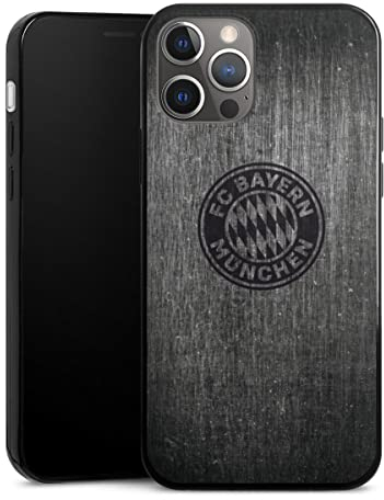 Slim Case extra dünn kompatibel mit Apple iPhone 12 Pro Silikon Handyhülle schwarz Hülle Metallic Look FCB FC Bayern München