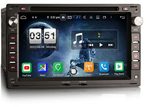 Erisin Android 12 8-Kern Autoradio Mit GPS für VW Passat B5 Polo Jetta Sharan Golf 4 T5 Seat Ibiza Superb Peugeot 307 7 Zoll Touchscreen Kabellos CarPlay DAB+ WiFi 4G FM Radio Bluetooth A2DP 64GB ROM