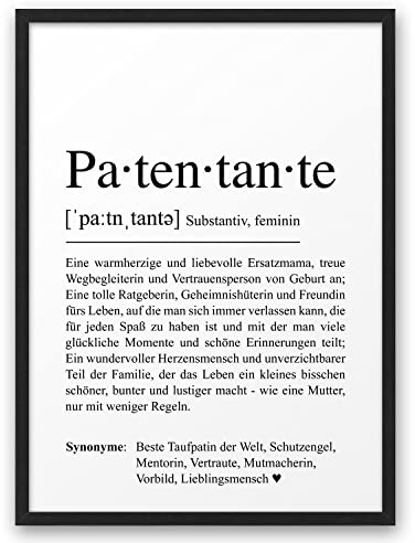 PATENTANTE DEFINITION | ABOUKI Kunstdruck | Beste Patentante Geschenk Patentante Karte Patentante Fragen Danke Patentante Definition Geschenk Patenbrief Taufe | DIN A4 ohne Rahmen