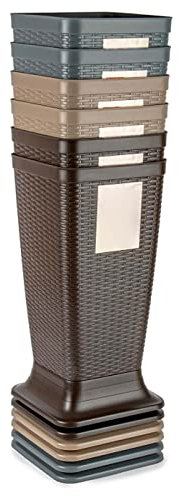 AC - Paragüero de plástico - Modelo Rattan - Soporte para Paraguas Cuadrado para Entrada de oficinas, Negocios, hogar - 51,5 x 26 x 26 cm - Color Aleatorio (Gris – Topo – Wengue)