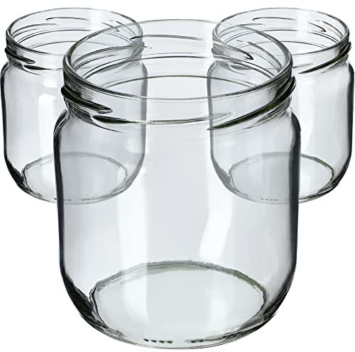 KADAX Lot de 12 pots à confiture avec couvercle à visser, 425 ml, pour confitures, confitures, miel (sans couvercle)