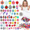 Hanaive 400 Stück Gummiband-Armbänder, Charms, Regenbogen-Silikongummi, Loom-Bänder, Charms, Sommer, bunt, Schmuck-Armbandherstellungs-Set, DIY-Halsketten-Anhänger mit 400 Öffnungsringen für