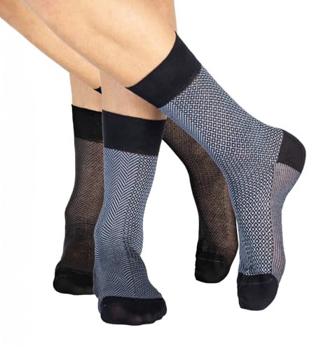 CALZITALY Calze Uomo, Calze 100% FILO DI SCOZIA, Calze Corte e Lunghe, Gambaletti Cotone, 2 Paia | MADE IN ITALY (42-43, 2 PAIA CALZE CORTE - FANTASIA DOPPIA)