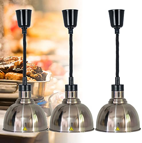 Gewerbliche Speisenwärmer, Wärmelampe Essen, Wärmebrücke für Speisen für Essen Warmhalten, Höhenverstellbar Zwischen 60-180cm, Edelstahl(Size:3pcs)