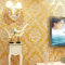 Q QIHANG European Luxury 3D Flower Damask Wallpaper for Bedroom Living Room Background Retro Home Non-Pasted Wall Paper Roll 1.73' W x 32.8' L (Gold Yellow)
