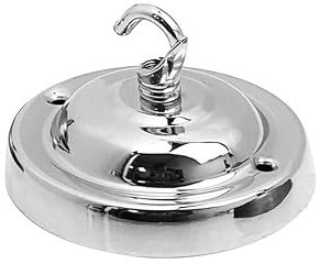 LEDSone Ceiling Rose Hook Plate Vintage Chrome Metal 10.5 cm Antique Single Out Side Fitting with Accessories for Chandliers Pendant Lights Wall Lamps Hanging Lights Planters Decorations