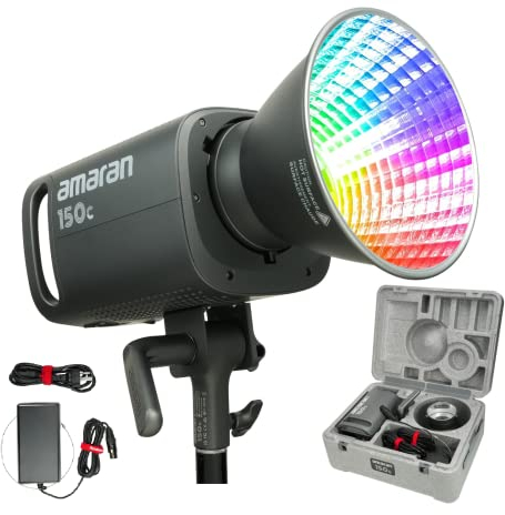 Aputure amaran 150c LED-Videoleuchte,RGBWW Vollfarbige 150W Punktquellen Fotobeleuchtung,2,500K to 7,500K CCT mit G/M-Anpassung,Eingebaut Umbrella Holder 9 System FX AC/DC Versorgung