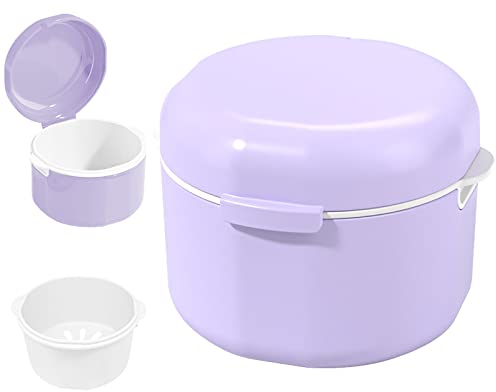 GmeDhc Zahnspangendose mit Sieb, Tragbare Prothesendose Abdeckung, Unsichtbare Zahnspangen Aufbewahrungsbox, Doppelschichtiger Hohler Abfluss, fur Kieferorthopädische Halterung, Reinigungsbox