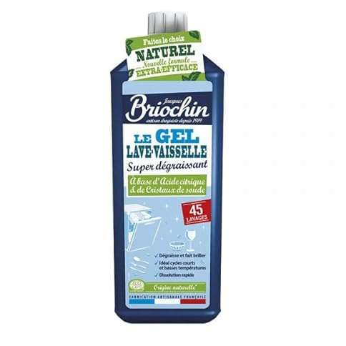 JACQUES BRIOCHIN - Gel Vaisselle - Super dégraissant - 45 lavages - Dégraisse et Fait Briller - Idéal cycles courts et basses température - Origine Naturelle - - Fabriqué en France - 900ml