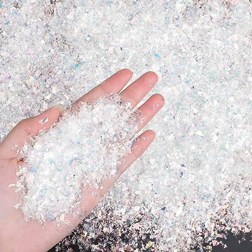 CCINEE Christmas Artificial Flake Fake Snow Twinkles Fake Snow Decoration Powder Filler Craft Sparkling Snow for Christmas Party Holiday Decoration(White,200 g)