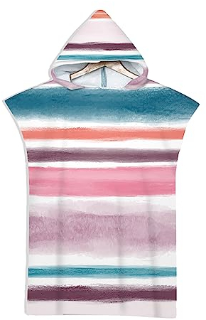 Rowjoy Strandtücher Microfaser, Ozean Tier Drucken Strandtuch, Blau Unterwasser Welt Strandtuch mit Kapuze, Handtuch Poncho Schnell Trocknender Bademantel für Erwachsene Kinder (Pink-75x110cm)