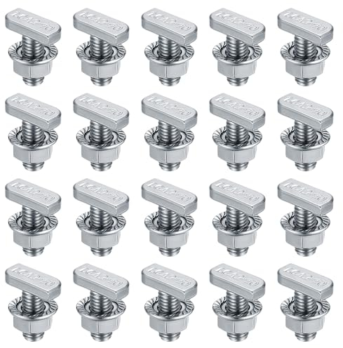 Heozhuyi Viti a Testa Martellata m8x20, 20 Pezzi Viti Scorrevoli a T-Nut con 20 Dadi Flangia, Bulloni Slot T, Viti per Serra per Moduli PV profilo in Alluminio Fotovoltaico