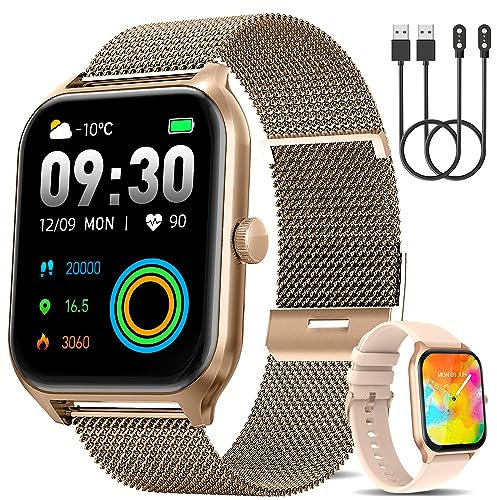 IYAQILEHE Smartwatches Mujer, 1.96 Reloj Inteligente Mujer con Llamadas [Realizar/Recibir/Rechazar] Smart Watch 100+ Modos Deportes/Asistente Voz/Presión Arterial/SpO2/Monitor de Sueño/iOS Android