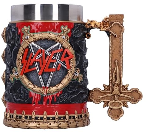 Nemesis Now Chope Slayer Reign in Blood en résine, noir/rouge, produit sous licence officielle, insert amovible en acier inoxydable, moulé dans la meilleure résine, habilement peint à la main