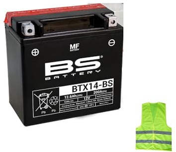 KOMPATIBEL MIT Buell XB9R Firebolt 900 seit Jahr 2002 al 2007 Batterie YTX14-BS Wird BEREIT UND GELADEN ZUR VERWENDUNG GELIEFERT 12,6 AH Ampere 12 Volt BATTERIEN 150X145X87MM