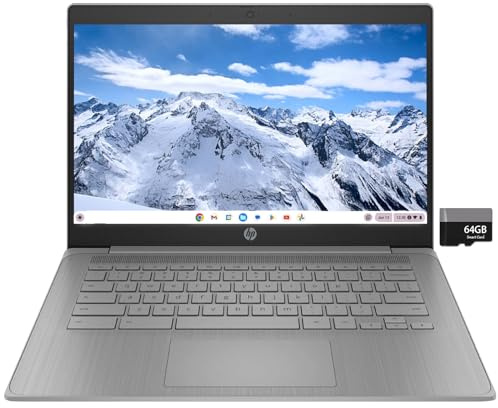 HP Chromebook, PC portatile HD da 14 pollici per studenti universitari e aziendali, Chrome OS, processore Intel Celeron N4120, 4 GB di RAM, 64 GB di memoria, Bluetooth, Wi-Fi, grigio moderno, scheda